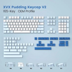 XVX 141 24 키 트 푸딩 PBT 캡 샷 OEM 프로파일 75% 60% 키캡 식 게이머, 한개옵션2, 01 WHITE BLUE BLUE, 한개옵션1