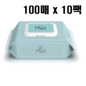 미엘 민트 물티슈 캡형 35평량, 35g, 100매, 10개