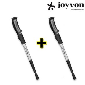 1+1 JOYVON 두랄루민 경량 4단 등산스틱 2P, 실버(2P), JOYVON 등산스틱 I 자형, 2개