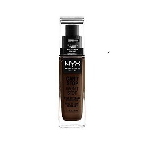 NYX PROFESSIONAL MAKEUP Can't Stop Won't Stop Full NYX PROFESSIONAL MAKEUP 캔트 스톱 원트 스톱 풀 커버리지 파운데이션, 1, Deep Ebony, 1개