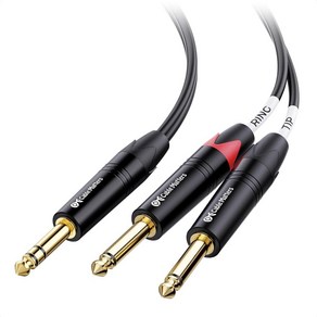 Cable Mattes 6.35mm TRS - 듀얼 TS 인서트 케이블 (1/4 TRS to 2 TS 케이블) - 1.8m(6피트), 6 ft, 6ft