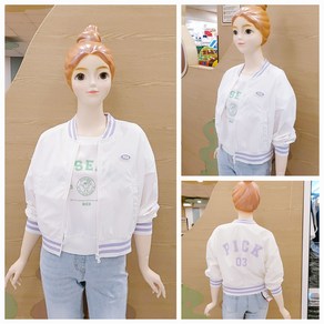 [소이주니어]논현점 24년여름신상 ** 시원한소재 인기짱 ~ 크롭 바시티 쿨 점퍼 ** 마네킹 키 155 11호 착용 **