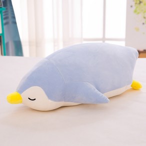 인형 펭귄 귀여운 대형 애착 부드러운 바디필로우 롱쿠션, 푸른색, 35cm