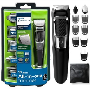 Philips 노렐코 멀티그루머 올인원 트리머 13종 키트 시리즈 3000 수염 코털 귀털 정리용 (MG3750/60), MG3770/40 - 15 Pieces 369122 _