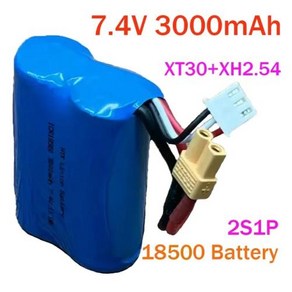 7.4V.3000mAh. 리튬 배터리 2S1P.18500 T 소켓 SM-2P 3P 4P JST XT30 전기 리모컨 보트 장난감 레이싱 카, 8) 1pcs XT30 XH2.54, 1개