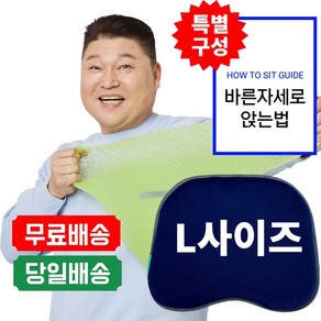 강호동방석 베타젤 시트 실리콘 건강 방석 L사이즈 1개 (방석1개 바른자세가이드 추가) 누나컴퍼니 특별구성, 네이비 (L사이즈 1개, 바른자세가이드 세트구성)