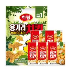 하림 용가리치킨 1kg 1봉 + 팝콘치킨 180g 5봉 야식 안주 간식 자취생 에어프라이어 냉동식품 아이간식