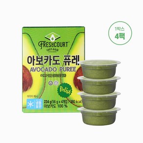 [자연원] 100% 아보카도 퓨레 224g (56g x 4개입), 4개