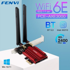 공유기 WiFi 6E AX210 5374Mbps Tri Band 2.4G/5G/6Ghz 무선 PCIE 어댑터 호환 블루투스 5.3 네트워크 카 PC 승리 10/11