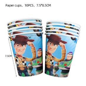 카톤 토이 스토리 파티 종이 접시 풍선 컵 식탁보 생일 장식 샤, 1개, 5.10pcs cup