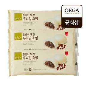 [올가] 우리밀 통단팥 호빵 (90gX4입)X3개, 360g, 12개