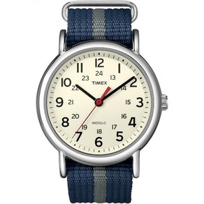 Timex 남녀공용 위켄더 38 mm 손목시계 스트랩 블랙 크림, 블루/화이트/실버톤