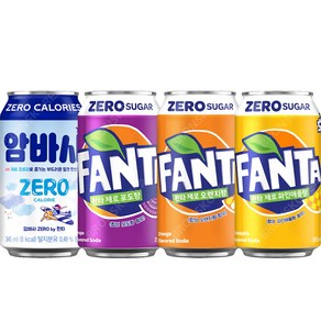 코카 환타 제로 355ml 오렌지+파인애플+포도 350ml+암바사 제로 345ml 각6캔씩 (총24캔)