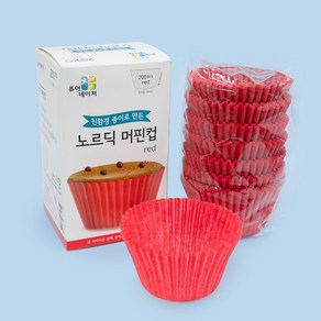 유산지컵 노르딕 6종 55mm 장원패키지 200개, 원형-빨강