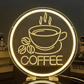 커피 네온사인 LED 네온 바 사인 벽 조광등 카페 홈 레스토랑 비즈니스 장식, Coffee