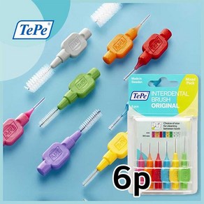 TePe 테페 휴대용 치간칫솔 I자형 6p 플라스틱포장 6개입, 1.1mm, 1개