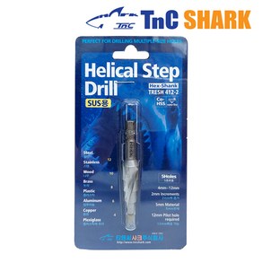 TnC Shak 티앤씨샤크 육각 임팩 헬리칼 스텝드릴 비트 TRESH412-2 4-12mm, 1개