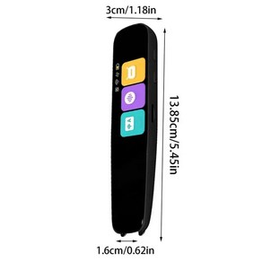 동시통역기 음성번역기 언어 실시간 자동 다기능 스마트 스캔 펜 비즈니스 해외 여행 사전, 1.Black