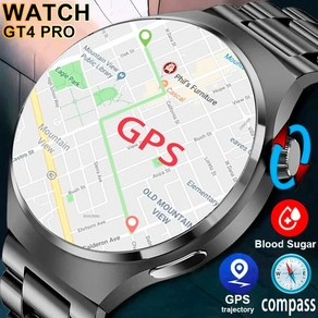 화웨이 워치 4 프로 NFC 스마트 GT4 GPS AMOLED 360x360 HD 화면 혈당 BT 통화 IP68 방수 스마트워치 남성용, 7.Black steel  NFC Watch 4 Po