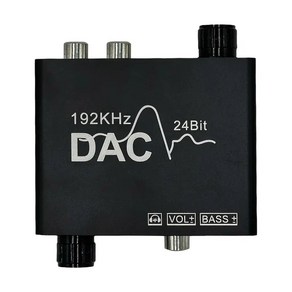 YKDAWN 디지털-아날로그 변환기 192kHz DAC 볼륨 제어 디지털 동축 SPDIF Toslink to 아날로그 스테레오 RCA3.5 mm 잭 오디오, 1) Black