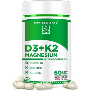 Vitamin D3 and K2 Softgels fo Women and Men with Magnesium Glycinate 500mg  Vitamins D3 10000iu &