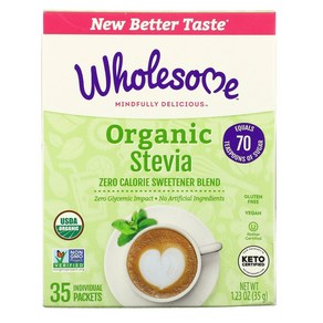 Wholesome Oganic Stevia Zeo Caloie Sweetene Blend 35 Individual Packets 1.23 oz ( 35 g), 1개