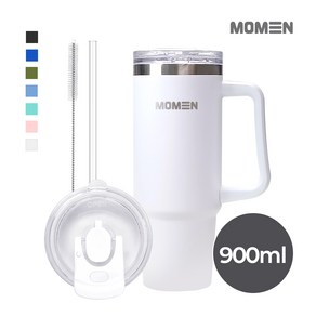 모멘빅터텀블러 대용량텀블러 손잡이 빨대 진공 304, 900ml, 티타늄화이트, 1개