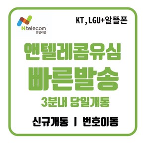 앤텔레콤 선불폰(KT LG) 선불유심 알뜰폰 공식유심 주말개통가능 자급제사용가능 당일개통 빠른개통, LG망유심(LG미납폰사용가능), 1개, 30일, 무제한