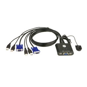 에이텐 KVM 스위치 2:1 USB 케이블 일체형 ATEN VGA KVM SWITCH [CS22U], 1개