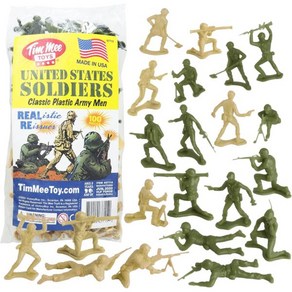 TimMee Plastic Army Men Green Tan Toy Soldier 미군 Made USA