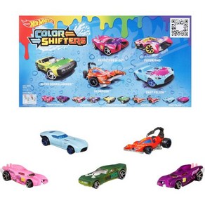 Hot Wheels 자동차 트랙 장난감 크리스마스 조립 만들기 핫 휠 컬러 시프터 5팩 차가운 물 또는 따뜻한 물에서 색상이 변하는 164 스케일 차량 5종 세트스타일은 다를, 1개