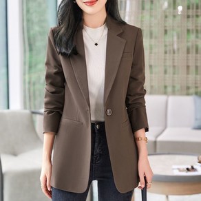 패션고리 여성 카라넥 원버튼 고급 정장 자켓 H1056