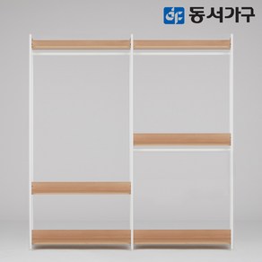 동서가구 토미 플러스 고급 철제 셀프 드레스룸 옷장/2000 3단 행거 DFF43847, 오크