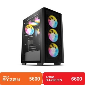 [컴퓨존] 조립PC 아이웍스5-5037 (라이젠5-5600/RX6600/DDR4 16GB/NVME 500GB), 블랙, 500GB, 16GB, Fee DOS