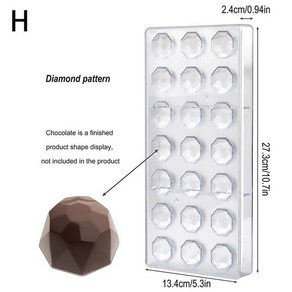 폴리카보네이트 초콜릿 몰드 구형 폭탄 봉봉 캔디 제과 제빵 도구, 1개, 9. H