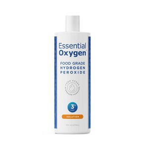 Essential Oxygen Food Gade Hydogen Peoxide Nat Essential Oxygen 식품 등급 과산화수소 천연 세척제 3% USP 흰색, 473.18g, 1개