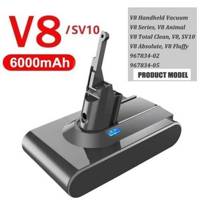 교체용 리튬 이온 배터리 8000mAh 배터리 V6 V7 V8 V10 V11 DC58 DC59 DC61 DC62 DC72 DC74 SV11 SV10 SV12 SV14 SV15, CHINA, 1 PCS V8 6000mAh, 3) 1 PCS V8 6000mAh, 3) 1 PCS V8 6000mAh