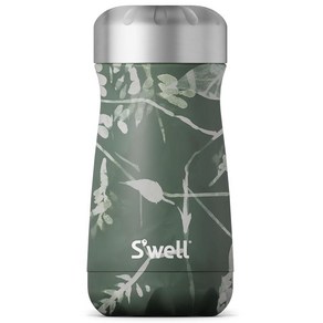 S'well 스테인리스 스틸 트래블러 355ml(12온스) 그린 폴리지 20시간 보냉 9시간 보온, S'well 스테인리스 스틸 트래블러 355ml(12온