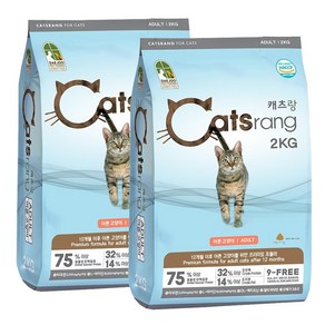 캐츠랑 어덜트 2kg x 2개 헤어볼관리 어른 고양이 사료, 참치