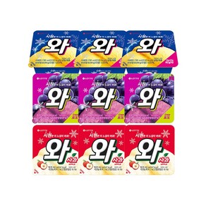 와 아이스크림 3종 혼합 구성 바닐라3 + 포도3 + 사과3, 1개, 190ml