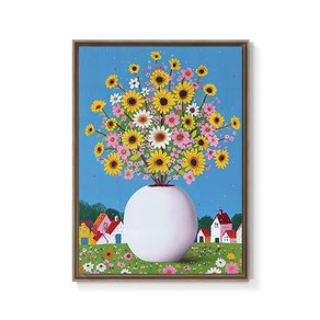 [인메이블] 행운이 피어나는 달항아리 5종 그림 행복 해바라기 꽃 그림 힐링 풍수 인테리어, 03.JUDY-청춘, 캔버스액자, 12호[60.6x45.5cm]