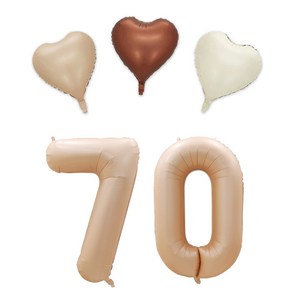 [해피쏘굿] 40인치 대형 베이지숫자(10~90)+하트풍선세트, 70