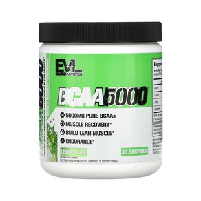 EVLution Nutition 이보루션 BCAA 5000 레몬 라임 9.10oz (258g) 류신 발린 이소류신 함유, 258g, 1개