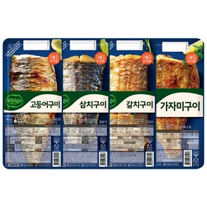 비비고 생선구이 4종(고등어+가자미+삼치+갈치), 1세트, 60g