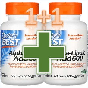 [1+1] 닥터스베스트 Docto's Best 알파리포산 600 Alpha Lipoic Acid 600 600mg 60 베지캡슐 / 해외직구 미국정품, 60정, 2개