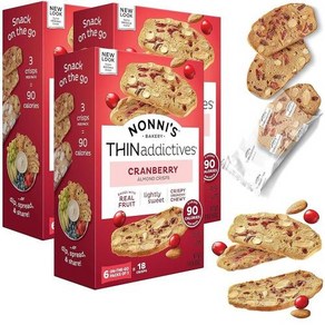 Nonni`s THINaddictives 아몬드 씬 쿠키 - 크랜베리 비스코티 이탈리아 스, 3-Pack (13.2 Ounces), 124.7g, 3개