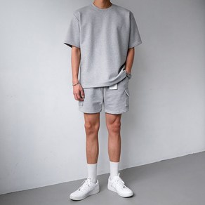 [SET]테리 USA코튼 오버핏 반팔 카고 밴딩 반바지 셋업 세트(7colo)