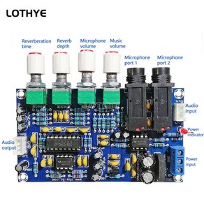 마이크 앰프 보드 노래방 잔향 보드 노래방 OK 디지털 앰프 모듈 듀얼 AC12V 전자 DIY PCB PT2399, 1개