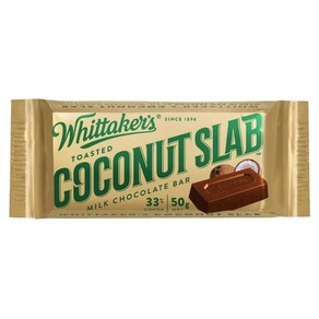 뉴질랜드 휘태커스 코코넛 슬랩 밀크 초콜렛 50g Whittake's Coconut Slab, 1개