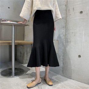 여성 니트 스커트 머메이드 빈티지 슬림핏 하이웨스트 봄 가을 간절기 롱 치마 women knit skirt JX1134